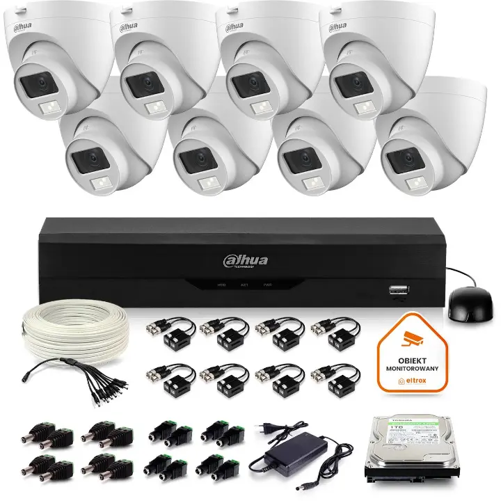 Zestaw monitoringu Dahua 8x kamera kopułkowa HAC-HDW1500CLQ-IL-A-0280B-S2 1TB IR 20m 51mp 1 Zestaw monitoringu Dahua 8x kamera kopułkowa HAC-HDW1500CLQ-IL-A-0280B-S2 1TB IR 20m 51mp