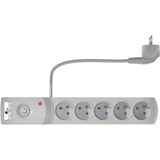 Listwa zasilająca antyprzepięciowa Getfort 5P 5m Szara USB