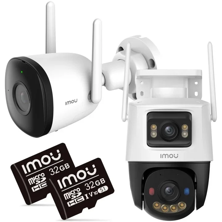 Zestaw kamer IP IMOU BULLET 2C 4MP i Cruiser Dual 10MP z kartami pamięci 32GB 1 Zestaw kamer IP IMOU BULLET 2C 4MP i Cruiser Dual 10MP z kartami pamięci 32GB