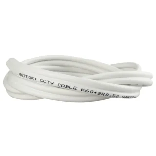 Przewód kabel koncentryczny z zasilaniem do CCTV BIAŁY K60+2x0,5mm2 GETFORT 1m