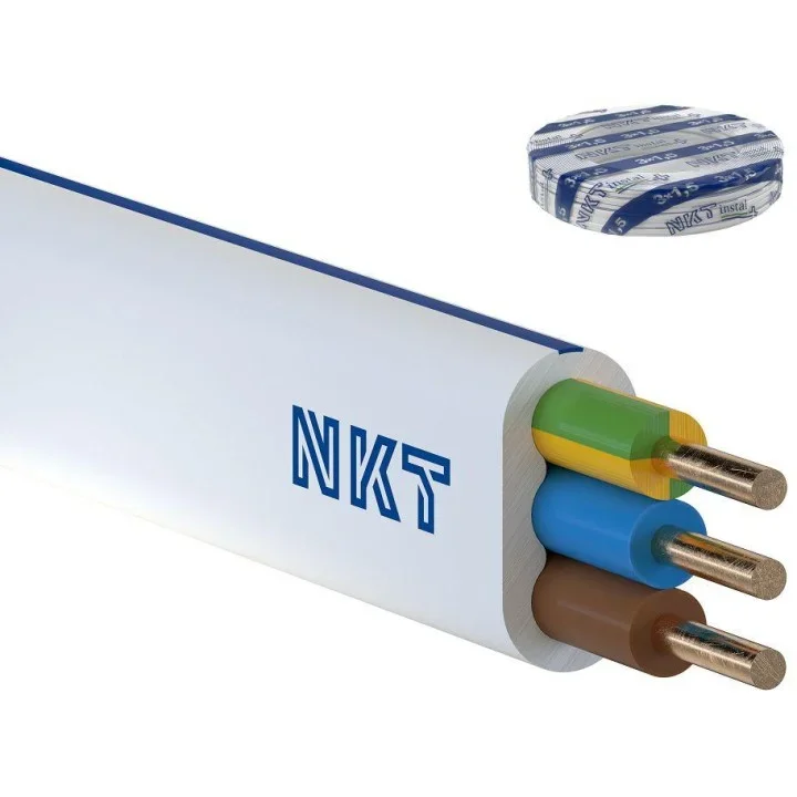 Przewód NKT instal PLUS YDYp 3x1,5 żo biały 450/750V 100m 1 Przewód NKT instal PLUS YDYp 3x1,5 żo biały 450/750V 100m