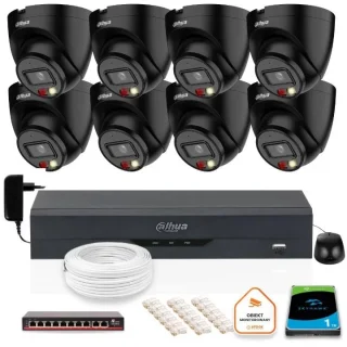 ZESTAW 8 Kamer IP Dahua 4mpx IPC-HDW1439V-A-IL-BLACK + DYSK 1TB