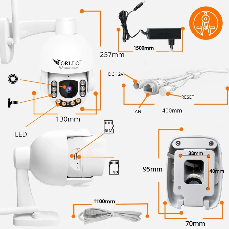 Kamera IP Orllo Z7 Pro zewnętrzna obrotowa GSM 4MPx - obrazek 3