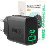 ŁADOWARKA SIECIOWA Greencell PowerSource Duo30 30W 1xUSB-C 1xUSB-A PD 3.0 QC 4.0+ czarna