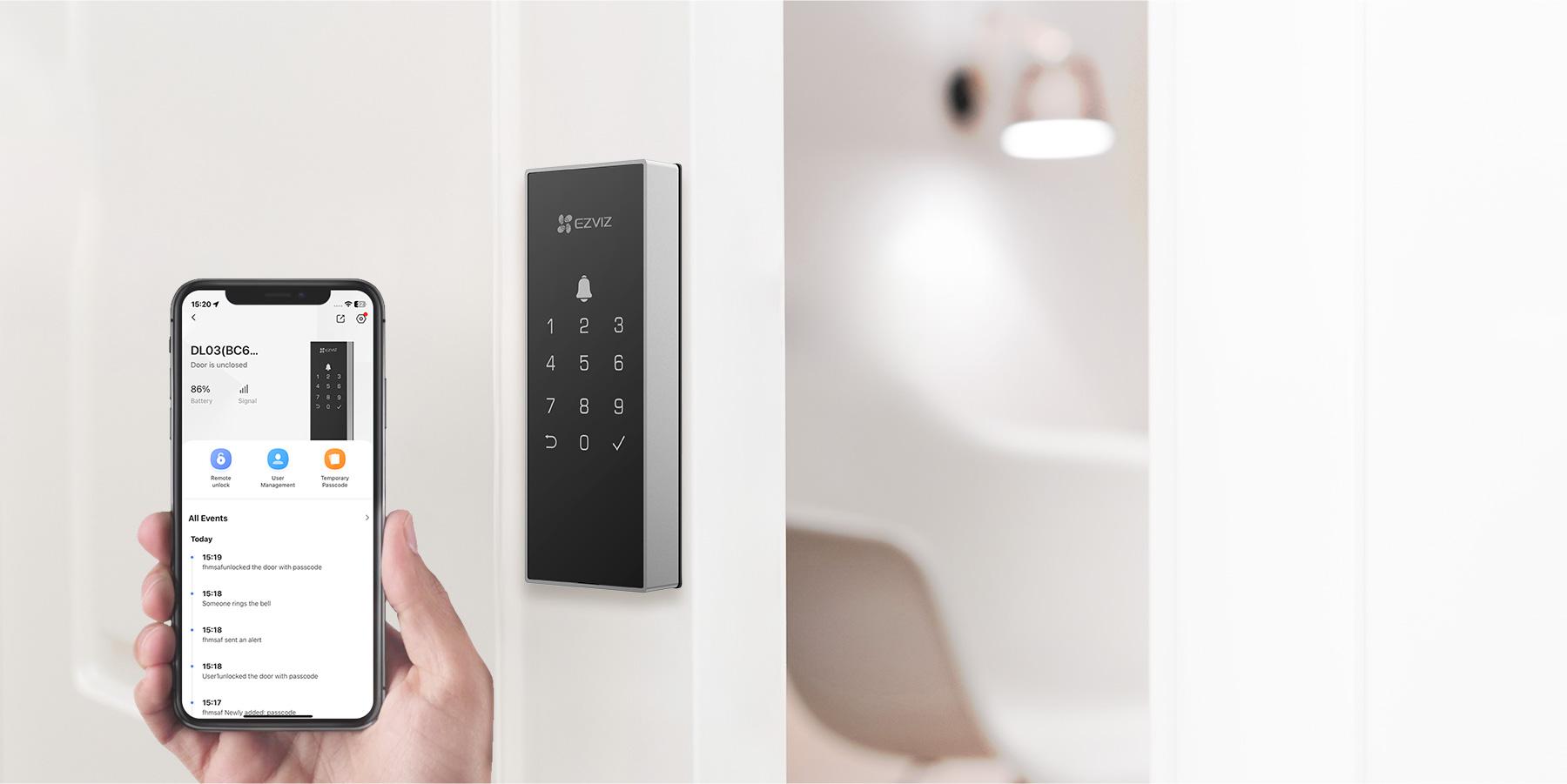 Inteligentny zamek cyfrowy Ezviz DL03 szary 5 Inteligentny zamek cyfrowy Ezviz DL03 szary - obrazek 5