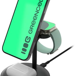 ŁADOWARKA INDUKCYJNA Greencell MagScape 3w1 15W MagSafe IPhone AirPods Apple Watch