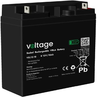 Akumulator AGM Voltage Long Life 12V 18Ah VEL12-18 (Żywotność 15 lat)