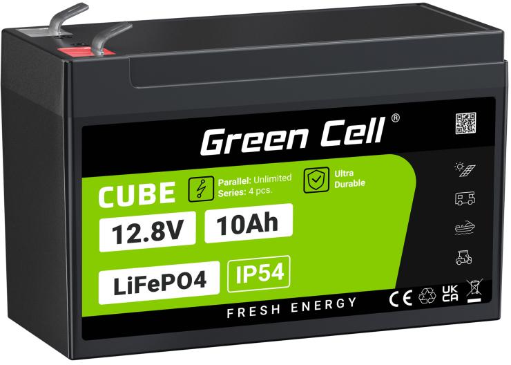AKUMULATOR LITOWO-ŻELAZOWO-FOSFORANOWY LiFePO4 Green Cell Cube 12.8V 10Ah LFPGC12V10AH