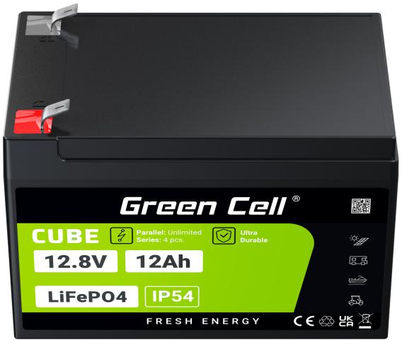 AKUMULATOR LITOWO-ŻELAZOWO-FOSFORANOWY LiFePO4 Green Cell Cube 12.8V 12Ah LFPGC12V12AH - obrazek 3