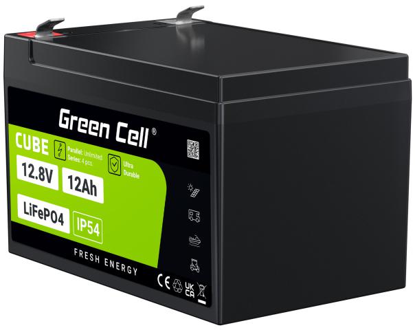 AKUMULATOR LITOWO-ŻELAZOWO-FOSFORANOWY LiFePO4 Green Cell Cube 12.8V 12Ah LFPGC12V12AH - obrazek 2