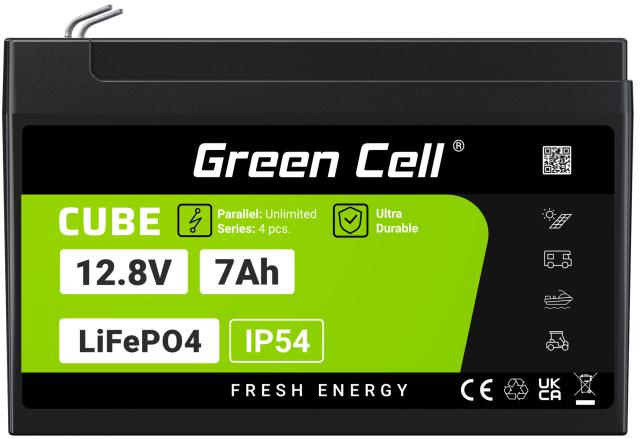 AKUMULATOR LITOWO-ŻELAZOWO-FOSFORANOWY LiFePO4 Green Cell Cube 12.8V 7Ah LFPGC12V7AH - obrazek 3