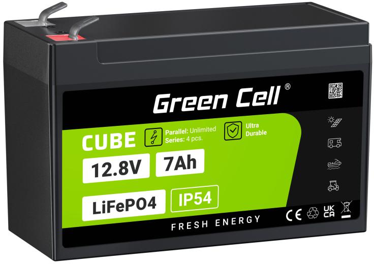 AKUMULATOR LITOWO-ŻELAZOWO-FOSFORANOWY LiFePO4 Green Cell Cube 12.8V 7Ah LFPGC12V7AH
