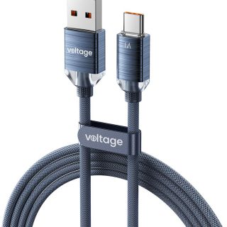 Kabel USB-A / USB-C Voltage PureCrystal 66W 100cm niebieski