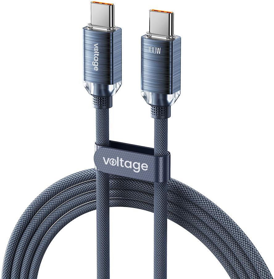 Kabel USB-C / USB-C Voltage PureCrystal 100W PD 100cm niebieski