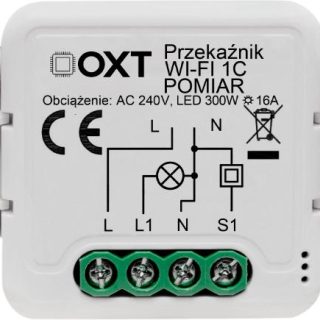 Moduł OXT przekaźnik 1 obwód pomiar 16A WIFI TUYA T220P