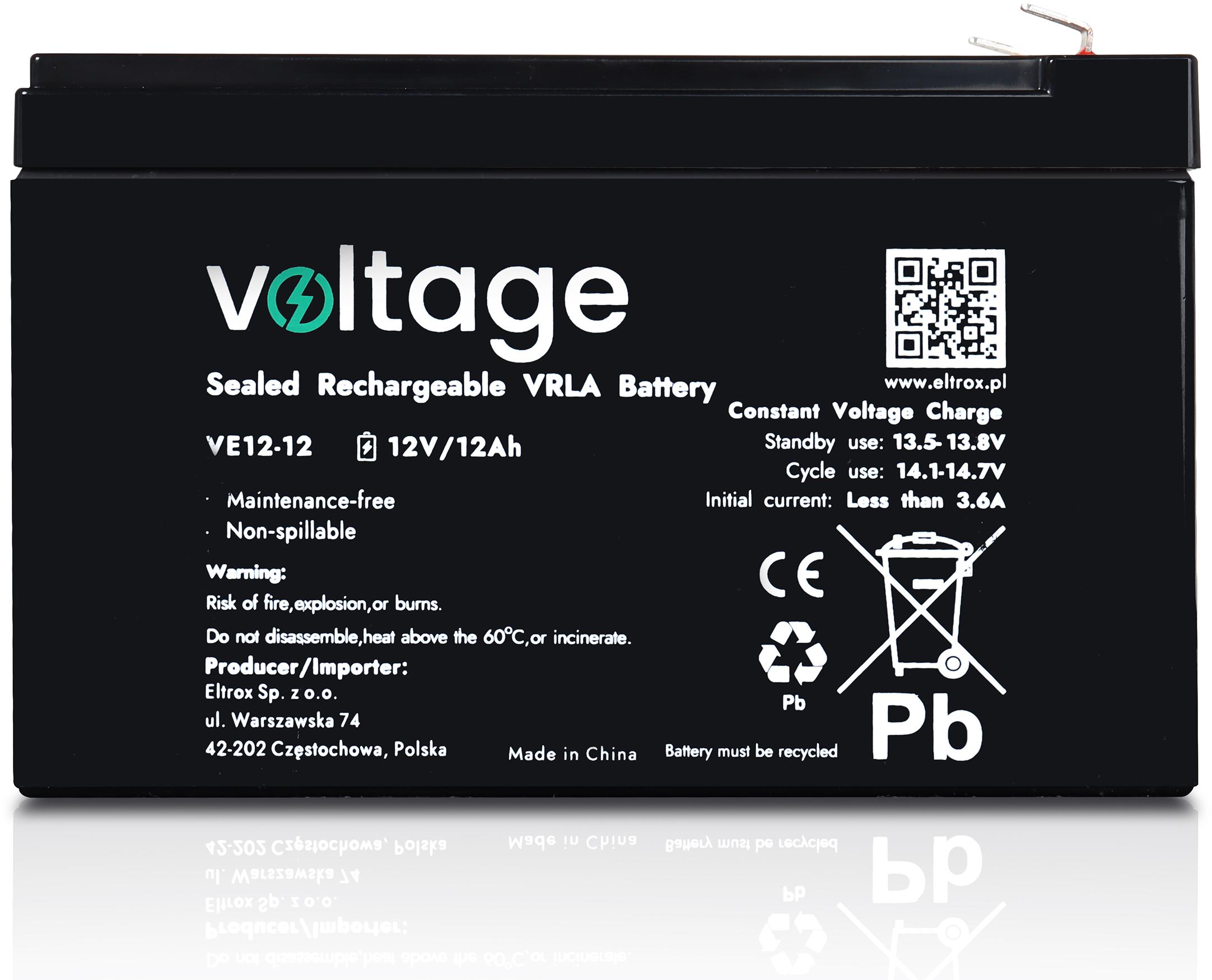 Akumulator AGM Voltage 12V 12Ah VE12-12 - obrazek 3