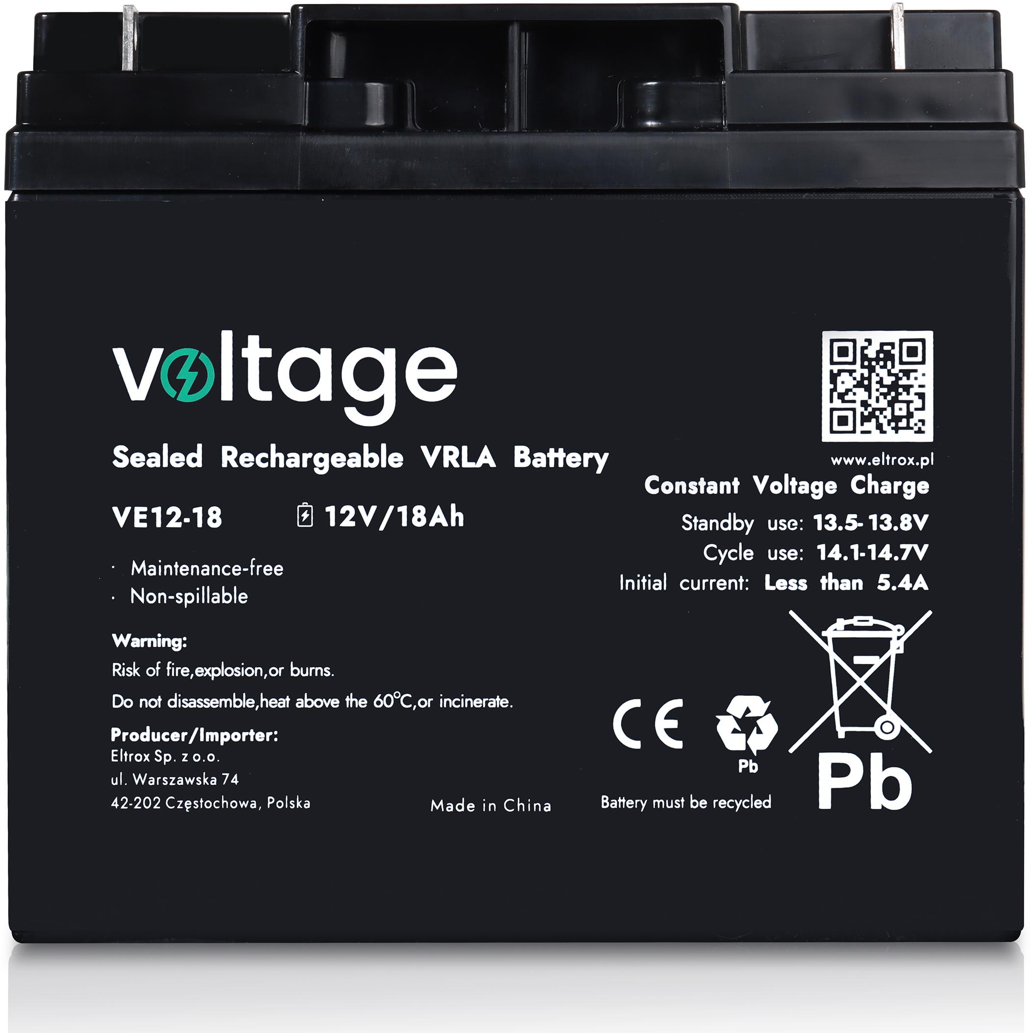 Akumulator AGM Voltage 12V 18Ah VE12-18 - obrazek 3