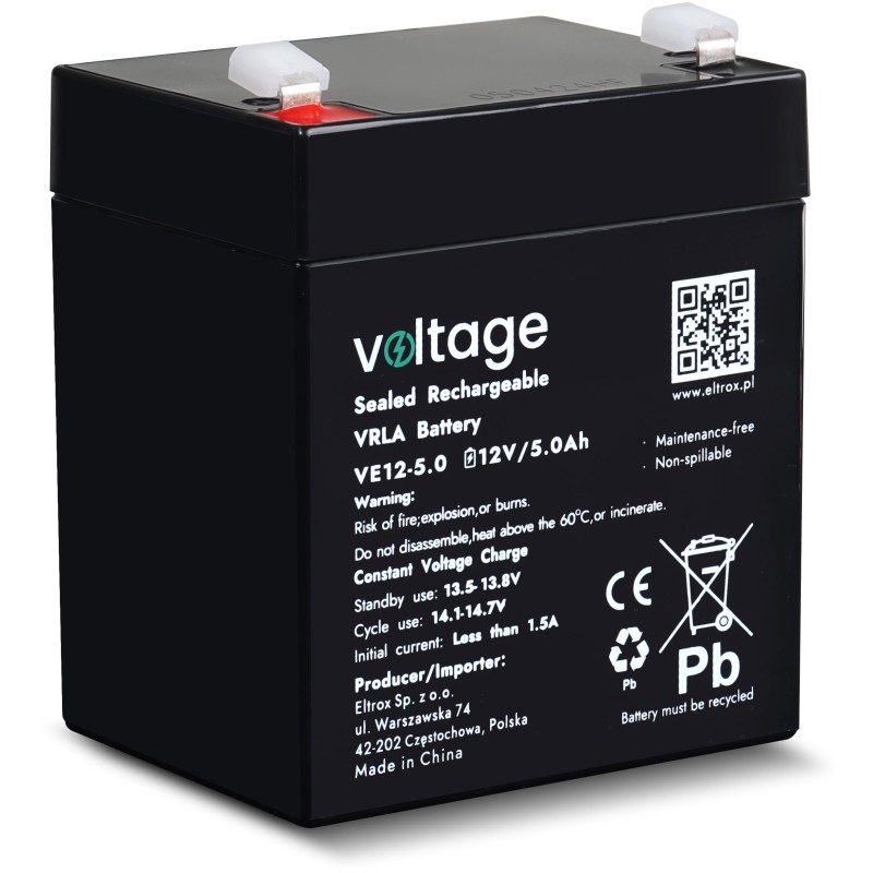 Akumulator AGM Voltage 12V 5Ah VE12-5.0 1 Akumulator AGM Voltage 12V 5Ah VE12-5.0