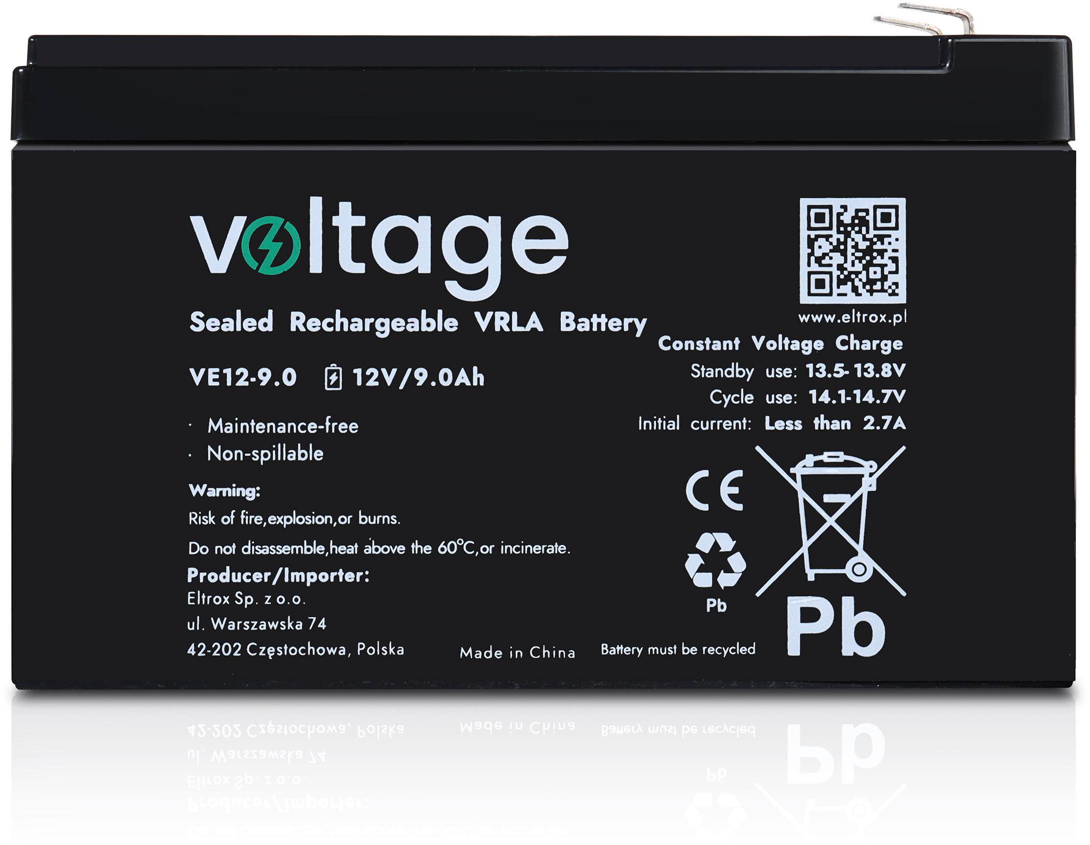 Akumulator AGM Voltage 12V 9Ah VE12-9.0 3 Akumulator AGM Voltage 12V 9Ah VE12-9.0 - obrazek 3