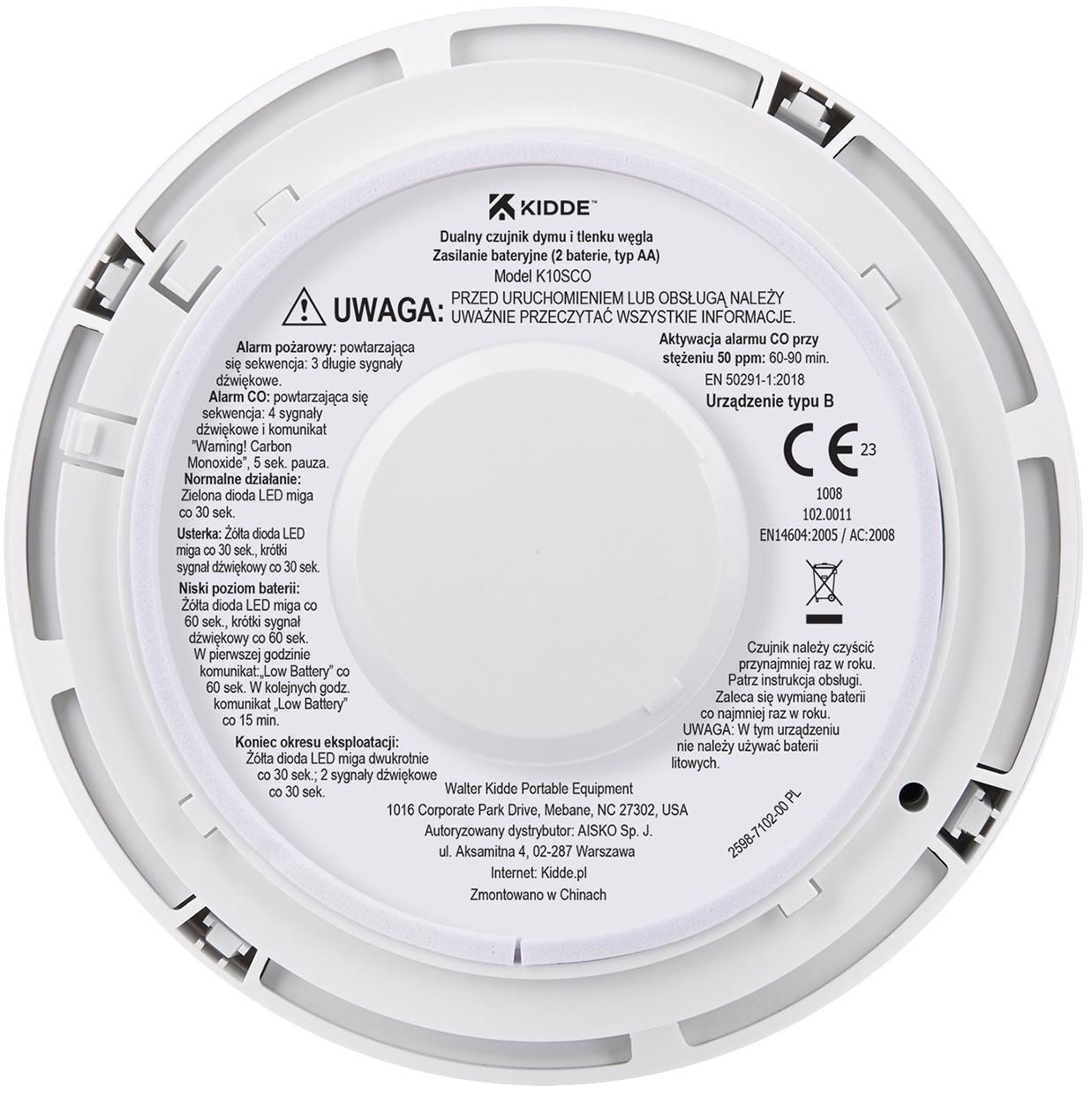 Czujnik czadu i dymu 2w1 Kidde K10SCO - obrazek 8