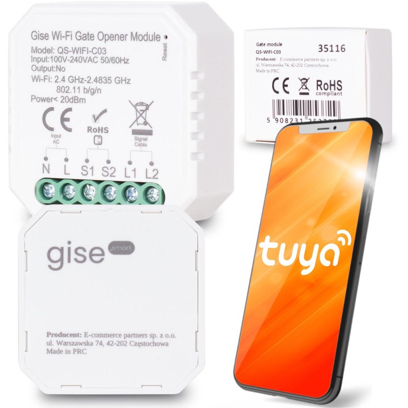 GISE Smart Moduł do sterowania bramą WiFi GEN 2 | Tuya | GG-01 1 GISE Smart Moduł do sterowania bramą WiFi GEN 2 | Tuya | GG-01