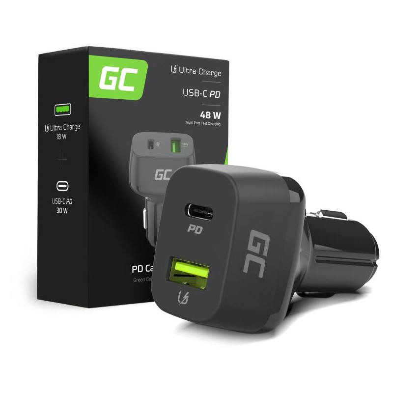 ŁADOWARKA SAMOCHODOWA Green Cell 48W 1x USB-C 1x USB-A Power Delivery 30W Quick Charge 3.0 CAD33