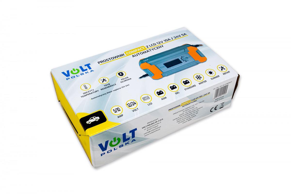 PROSTOWNIK AKUMULATOROWY VOLT POLSKA Z LCD 12V 10A / 24V 5A COMPACT - obrazek 4