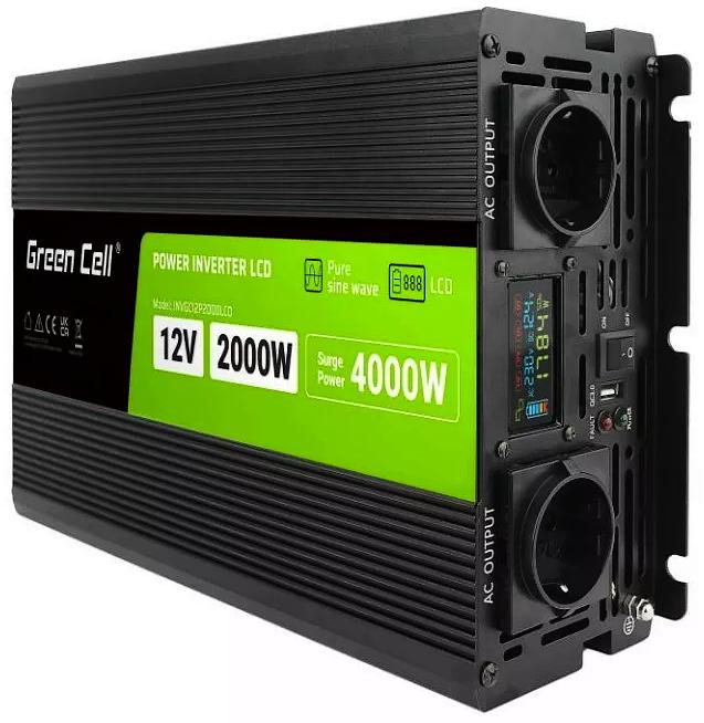 PRZETWORNICA NAPIĘCIA Green Cell PowerInverter LCD 12V / 230V 2000W/4000W CZYSTA SINUSOIDA - obrazek 2