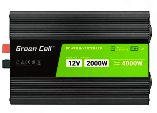 PRZETWORNICA NAPIĘCIA Green Cell PowerInverter LCD 12V / 230V 2000W/4000W CZYSTA SINUSOIDA - obrazek 3