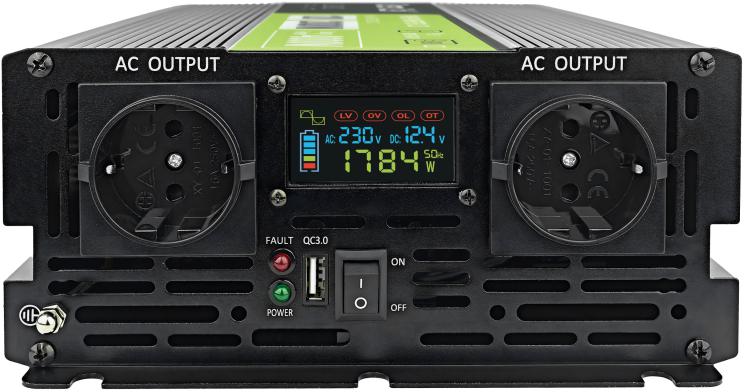 PRZETWORNICA NAPIĘCIA Green Cell PowerInverter LCD 12V / 230V 2000W/4000W CZYSTA SINUSOIDA - obrazek 5