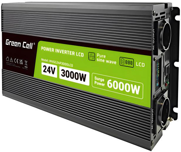 PRZETWORNICA NAPIĘCIA Green Cell PowerInverter LCD 24V / 230V 3000/6000W CZYSTA SINUSOIDA - obrazek 3