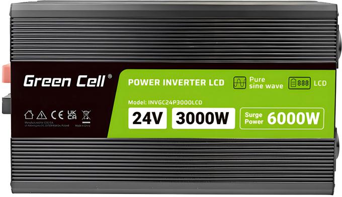 PRZETWORNICA NAPIĘCIA Green Cell PowerInverter LCD 24V / 230V 3000/6000W CZYSTA SINUSOIDA - obrazek 4