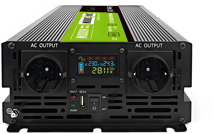 PRZETWORNICA NAPIĘCIA Green Cell PowerInverter LCD 24V / 230V 3000/6000W CZYSTA SINUSOIDA - obrazek 5