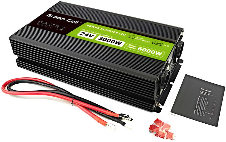 PRZETWORNICA NAPIĘCIA Green Cell PowerInverter LCD 24V / 230V 3000/6000W CZYSTA SINUSOIDA - obrazek 6