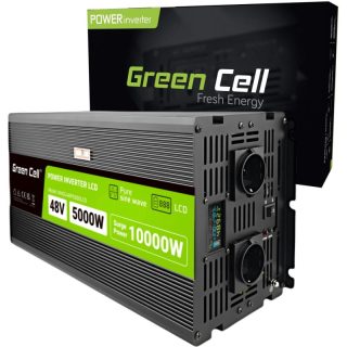 PRZETWORNICA NAPIĘCIA Green Cell PowerInverter LCD 48V / 230V 5000/10000W CZYSTA SINUSOIDA