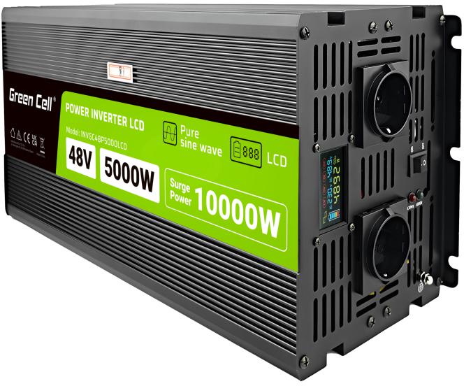 PRZETWORNICA NAPIĘCIA Green Cell PowerInverter LCD 48V / 230V 5000/10000W CZYSTA SINUSOIDA - obrazek 4