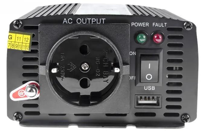 PRZETWORNICA NAPIĘCIA INWERTER Green Cell 12V / 230V 300W/600W MODYFIKOWANA SINUSOIDA INV01DE - obrazek 2