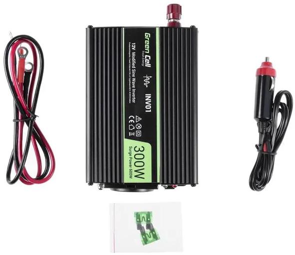 PRZETWORNICA NAPIĘCIA INWERTER Green Cell 12V / 230V 300W/600W MODYFIKOWANA SINUSOIDA INV01DE - obrazek 4
