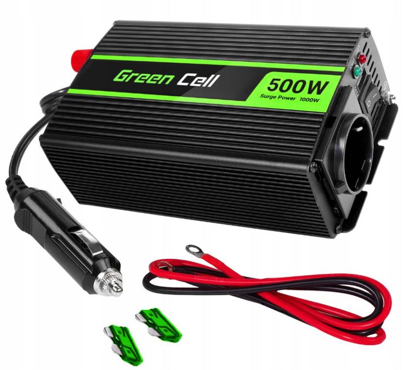 PRZETWORNICA NAPIĘCIA INWERTER Green Cell 12V / 230V 500W/1000W MODYFIKOWANA SINUSOIDA INV03DE - obrazek 2