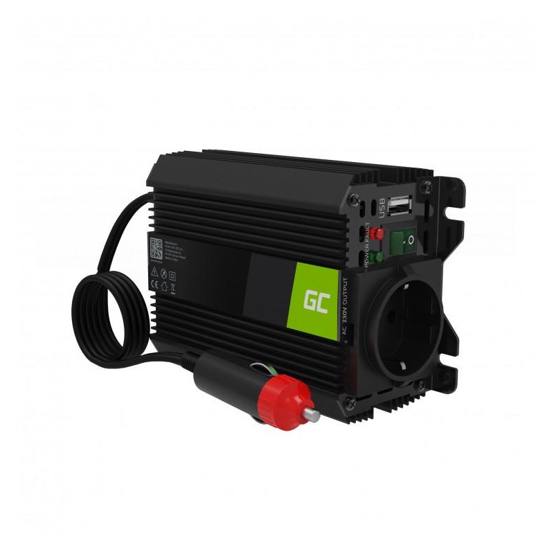 PRZETWORNICA NAPIĘCIA INWERTER Green Cell PRO 12V / 230V 150W/300W MODYFIKOWANA SINUSOIDA INVGC06