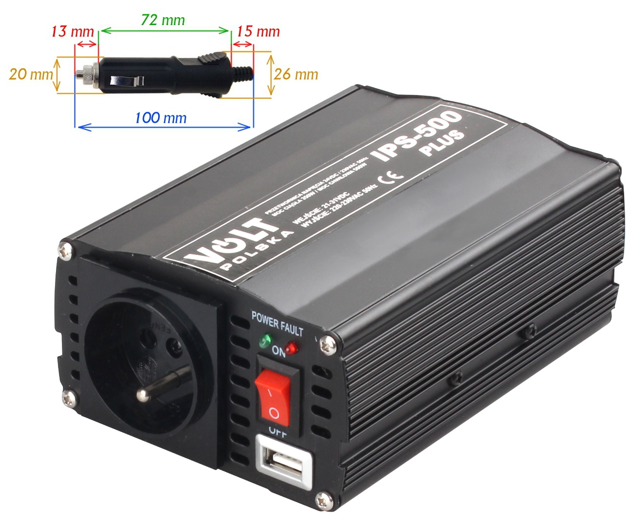 PRZETWORNICA VOLT POLSKA IPS-500 PLUS 24V / 230V 350/500 W - obrazek 2