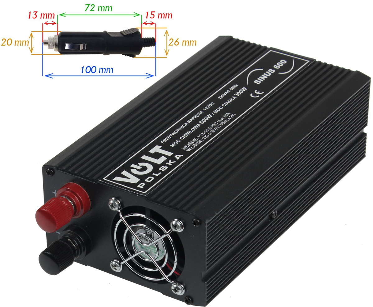 PRZETWORNICA VOLT POLSKA SINUS 600 12V / 230V 300/600W - obrazek 2