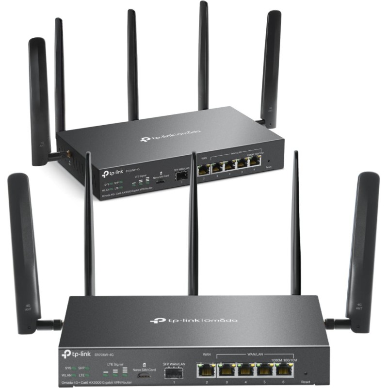 ROUTER TP-LINK 4G LTE Cat6 Omada AX3000 (ER706W-4G) 1 ROUTER TP-LINK 4G LTE Cat6 Omada AX3000 (ER706W-4G)