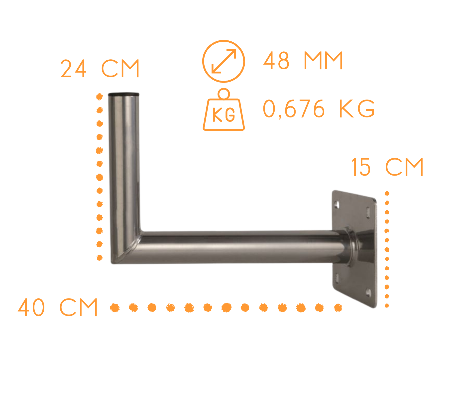 UCHWYT ŚCIENNY KĄTOWY AL USL-48/400AL CORAB - obrazek 5