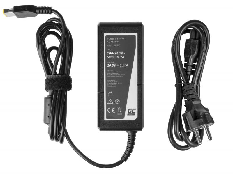 ZASILACZ ŁADOWARKA DO LAPTOPA LENOVO Green Cell PRO AD38AP 20V 3,25A 65W Slim Tip - obrazek 2