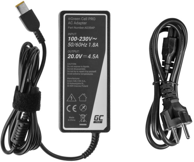 ZASILACZ ŁADOWARKA DO LAPTOPA LENOVO Green Cell PRO AD39AP 20V 4,5A 90W Slim Tip - obrazek 3