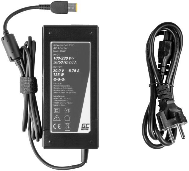 ZASILACZ ŁADOWARKA DO LAPTOPA LENOVO Green Cell PRO AD68P 20V 6,75A 135W Slim Tip - obrazek 2