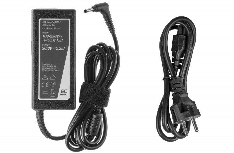 ZASILACZ ŁADOWARKA DO LAPTOPA LENOVO Green Cell PRO AD76P 20V 2,25A 45W 4,0mm/1,7mm - obrazek 3