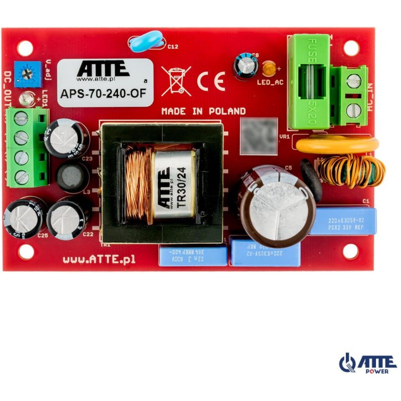 Zasilacz sieciowy SMPS 24V 3A 72W ATTE APS-70-240-OF 1 Zasilacz sieciowy SMPS 24V 3A 72W ATTE APS-70-240-OF