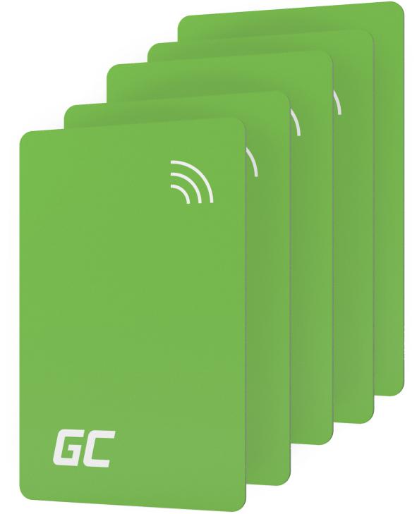 ZESTAW 5 KART DOSTĘPU NFC DO STACJI ŁADOWANIA EV Greencell HabuDen EVGCAKNFC5